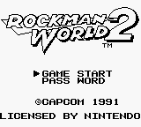 Rockman World 2 title screen for GameBoy